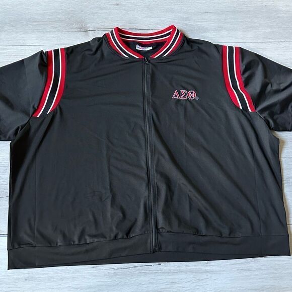 The Delta Box ΔΣθ Sorority Varsity TrackSuit Top in Black / Red XXXXL New - Picture 4 of 7